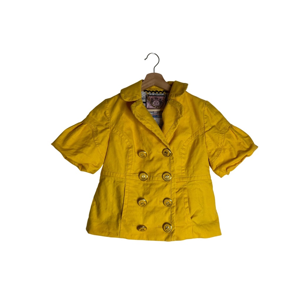 Juicy Couture Women's Short Sleeve Double Breasted Jacket Yellow Size S